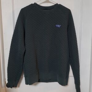 L.L. Bean Quilted Crewneck Sweater in Dark Green Medium